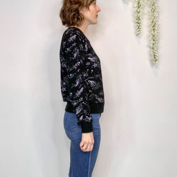 CHASER whimsigoth galaxy star jumper sweater ruched sleeve emo pop punk 2715 - Picture 4 of 11